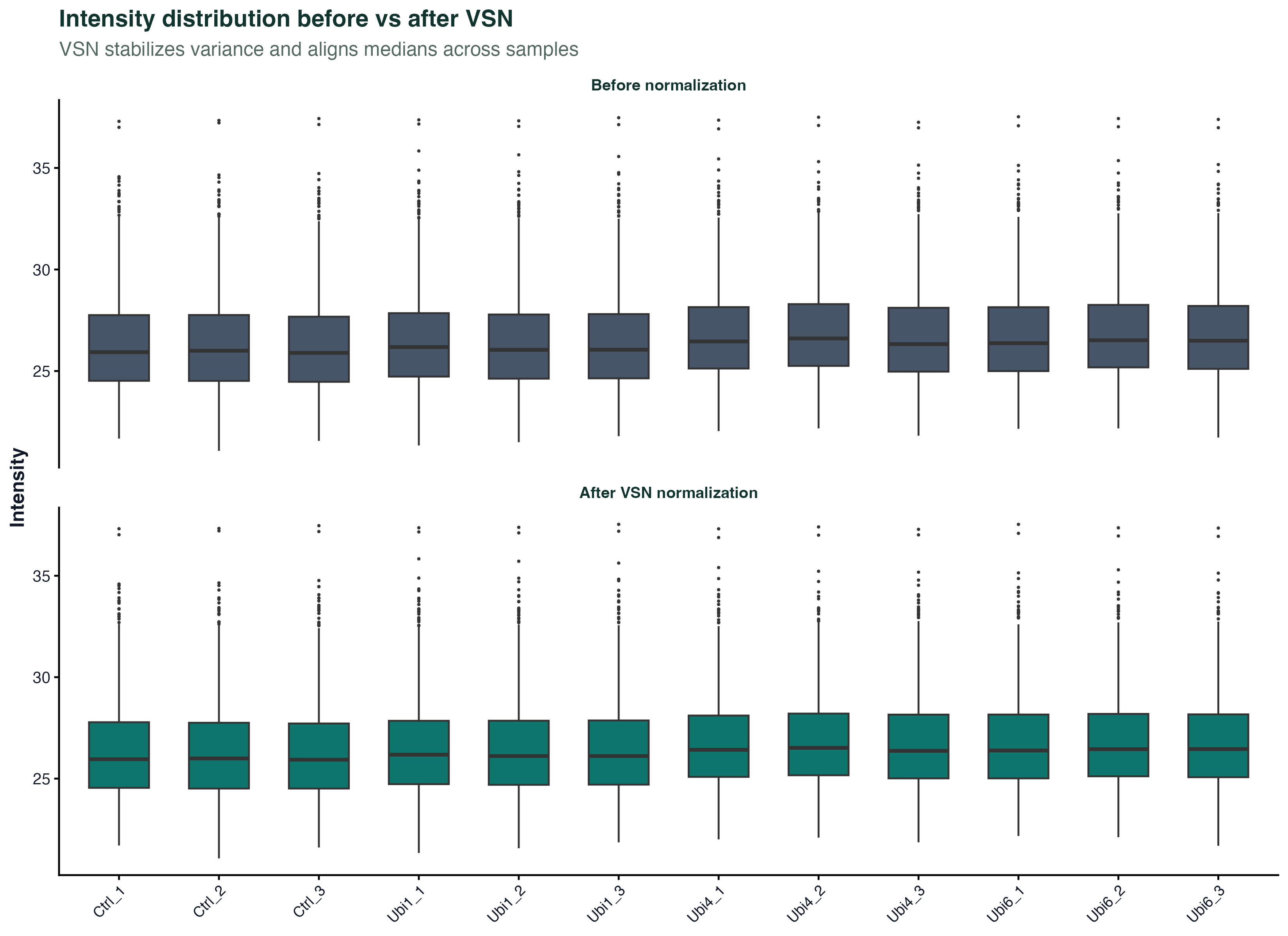 Normalization before vs after VSN