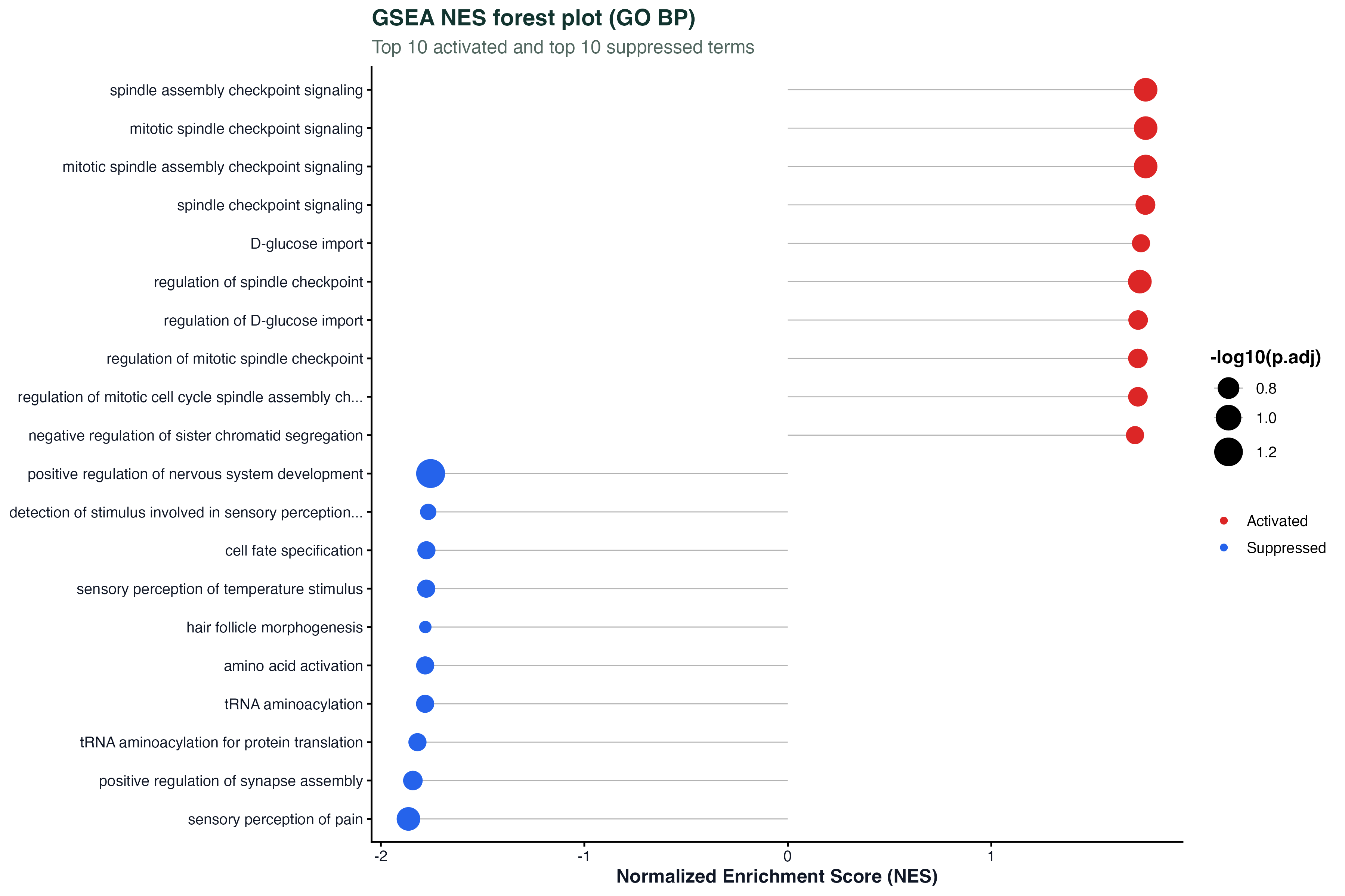 GSEA NES forest plot